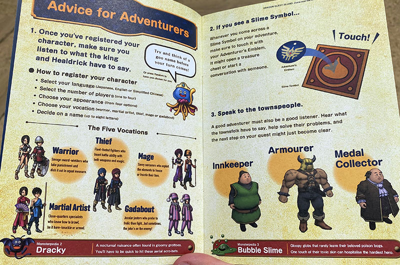 A explicação em inglês do guia da Dragon Quest Island