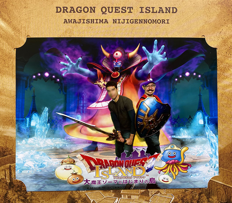 Foto comemorativa depois de vencer Zoma na Dragon Quest Island